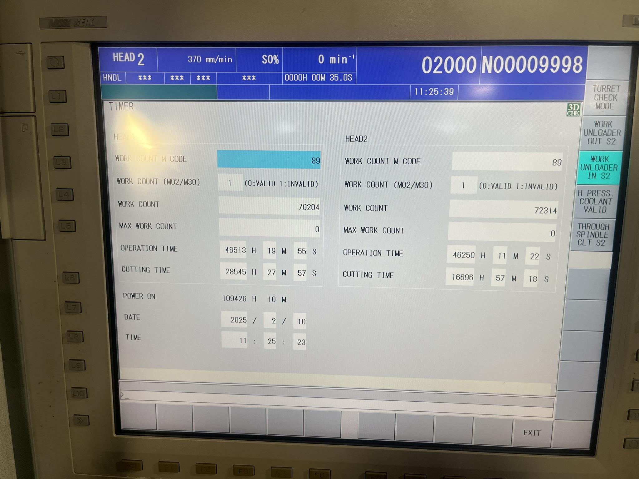 Mori Seiki NZ 2000 T2Y tunnit